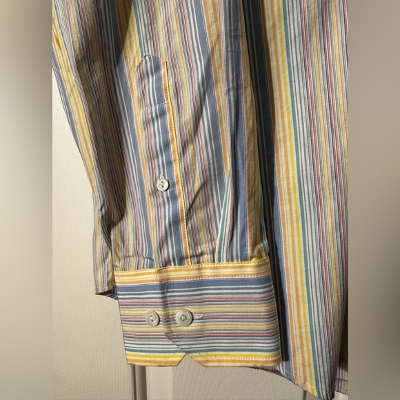 BUGATCHI UOMO XL Pastel Stripe Decorative Vertical Embroidery Spread Collar NICE - Picture 4 of 15